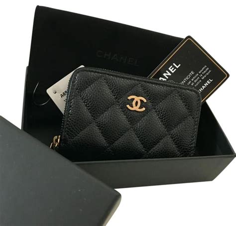 chanel zip around card holder